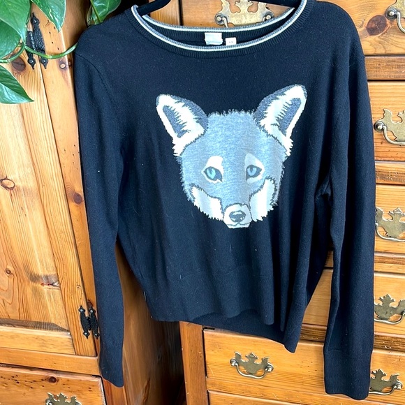 🌸Gap merino wool blend long sleeves sweater with fox - Picture 1 of 10